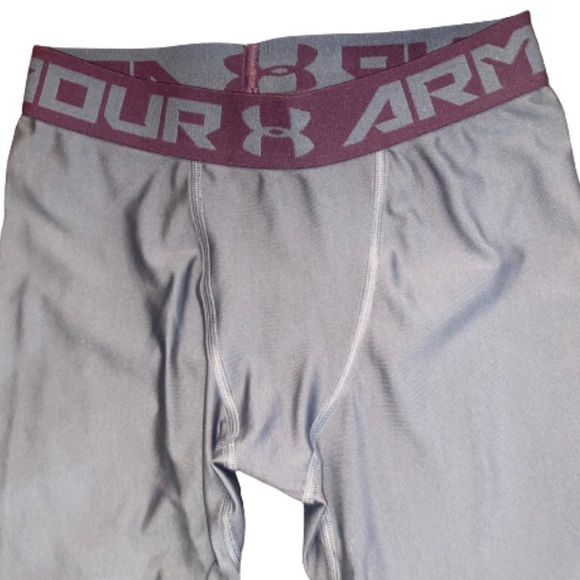2/$10 Under Armour Boys Youth Size Medium Grey Athletic Leggings - Picture 2 of 7